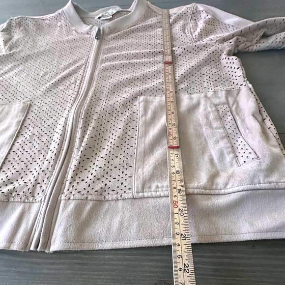 Bob Timberlake Beige Laser Cut Faux Suede Zip Up Jacket Womens Size S - Picture 6 of 8